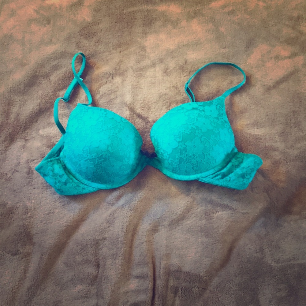 Teal, floral printed xhiliration bra - 36B